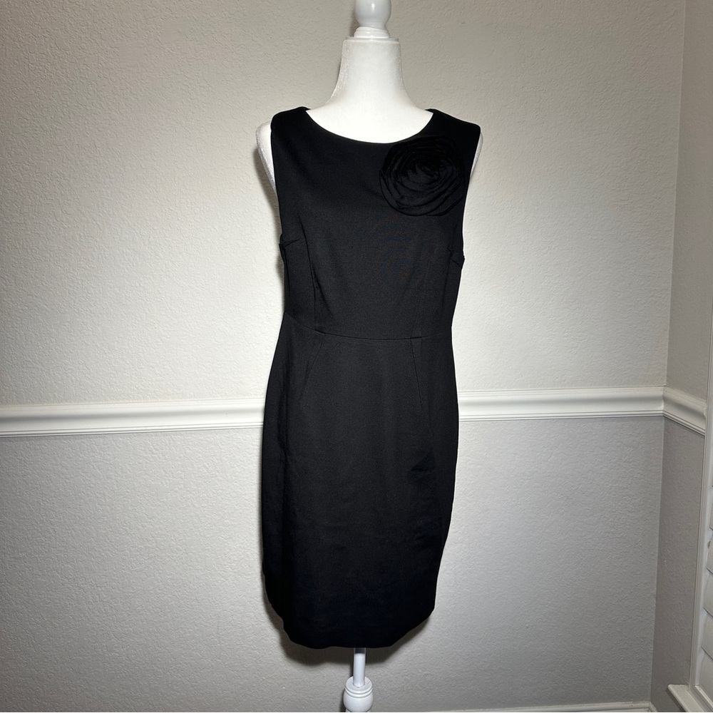 TRINA TURK Black Dress With Flower On Shoulder Size 10